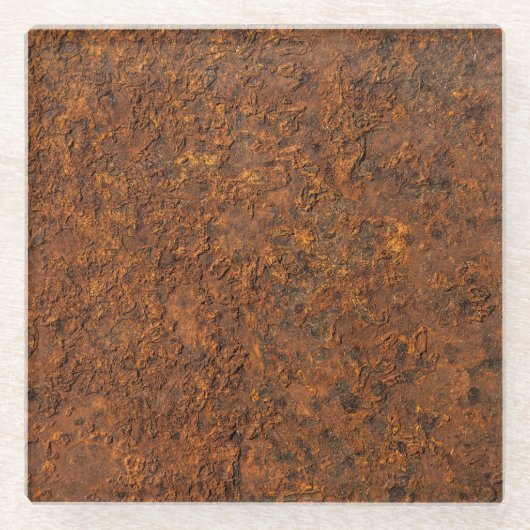 Roestig metaal: getextureerde ijzeresthetiek. glazen onderzetter (Voorkant)