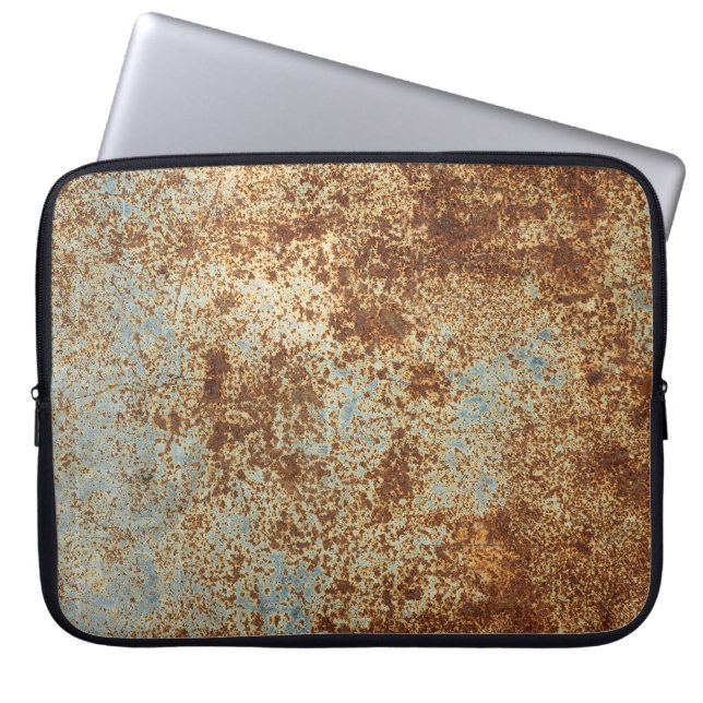 Roestig metaal: getextureerde paneelachtergrond. laptop sleeve (Voorkant)