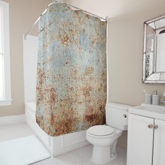 Roestig metalen paneel, gestructureerde achtergron douchegordijn (In situ)