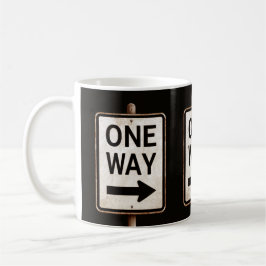 Roestig ONE WAY straatbord uit de oude doos Koffiemok