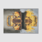 Roestig Retro Gele Fictieve Auto AU7 Découpage Tissuepapier (Voorkant)