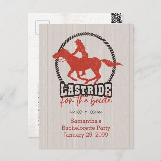 Roestig rode laatste rit voor de bruid briefkaart (Voorkant / Achterkant)