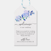 roestig stoffig blauwe aquarel-stijl bloem & blade cadeaulabel (Voorkant)