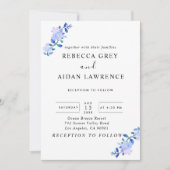 roestig stoffig blauwe aquarel-stijl bloem & blade kaart (Voorkant)