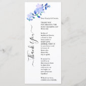 roestig stoffig blauwe aquarel-stijl bloem & blade menu (Achterkant)