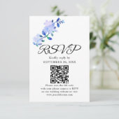 roestig stoffig blauwe aquarel-stijl bloem & blade RSVP kaartje (Staand voorkant)