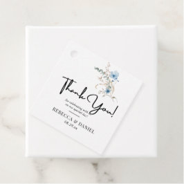 roestig stoffig blauwe waterverf bloemenboeket bedankjes labels