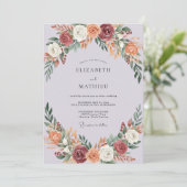 Roestige Abrikozen Ranunculus Eucalyptus Bruiloft Kaart (Staand voorkant)