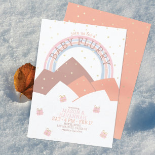 Roestige Berg Sneeuwjacht Baby Shower Uitnodiging
