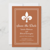 Roestige Fleur de Lis Save the Date uitnodiging (Voorkant)