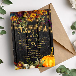 Roestige herfst bloemenchique eenentwintig verjaar kaart