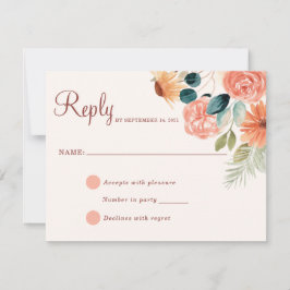 Roestige herfst bloemige herfstveld bloemen antwoo RSVP kaartje