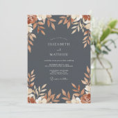 Roestige Houtskool Loof Eucalyptus Bruiloft Kaart (Staand voorkant)