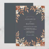 Roestige Houtskool Loof Eucalyptus Bruiloft Kaart (Voorkant / Achterkant)