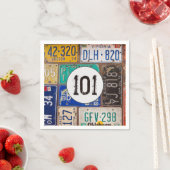 Roestige kentekenplaat 101e verjaardag servetten (Insitu)
