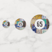 Roestige Kentekenplaat 65e Verjaardag Confetti (Voorkanten)