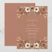 Roestige Klei Blad Eucalyptus Bruiloft Kaart (Voorkant / Achterkant)