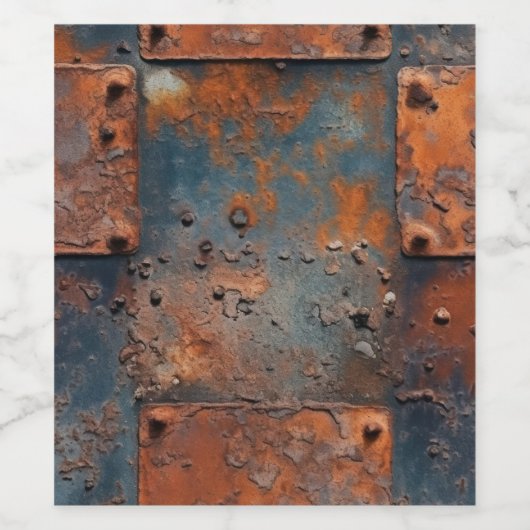 Roestige metalen panelen wijn etiket (Enkel label)