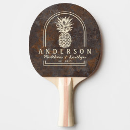 Roestige Metalen Plaat Ananas Trouwboog & Naam Tafeltennisbatje
