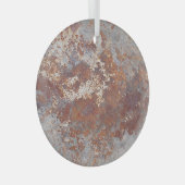 Roestige metalen textuur achtergrond glas ornament (Voorkant Rechts)