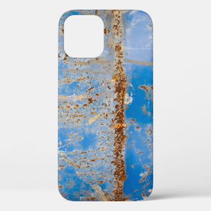 Roestige metalen textuur, blauw krassend decor. Case-Mate iPhone case