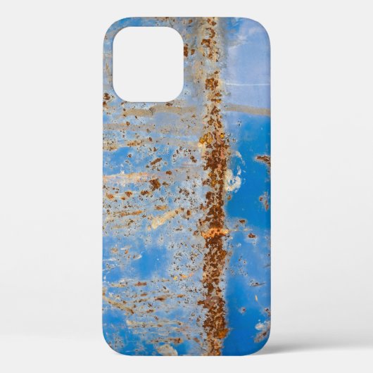 Roestige metalen textuur, blauw krassend decor. Case-Mate iPhone case (Achterkant)