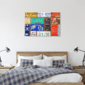 roestige retro nummerplaat collage canvas afdruk (Insitu (Slaapkamer))