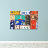 roestige retro nummerplaat collage canvas afdruk (Insitu (Houten vloer))