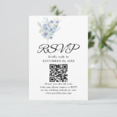 roestige stoffige blauwe waterverf bloemen & blade RSVP kaartje (Staand voorkant)