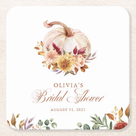 Roestige Terracotta Bloemige Pampagras en Pompoen Kartonnen Onderzetters