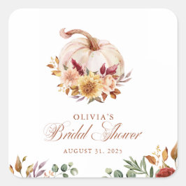 Roestige Terracotta Bloemige Pampagras en Pompoen Vierkante Sticker