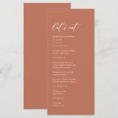 Roestige Terracotta Bruiloft Menu (Voorkant / Achterkant)