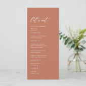 Roestige Terracotta Bruiloft Menu (Staand voorkant)