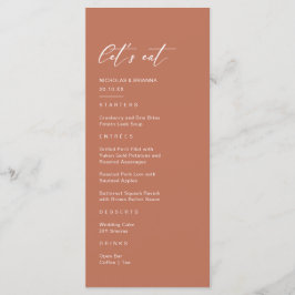 Roestige Terracotta Bruiloft Menu