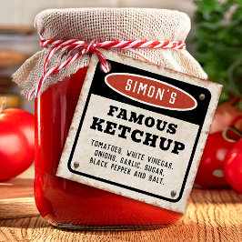 Roestige tomatenketchup sticker bedankjes labels