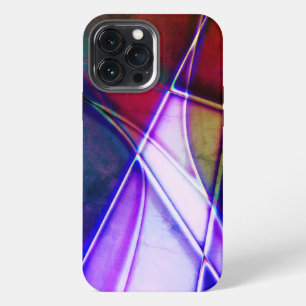 Roestige, verkleurde geometrische vormen met neonl iPhone 13 pro max hoesje