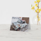 Roestige vintage auto blanco notitiekaart (Gele Bloem)