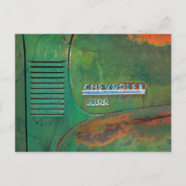 Roestige vintage groene truckzijde briefkaart