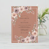 Roestige Waterverf Bloemhuwelijk Kaart (Staand voorkant)