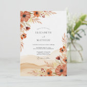 Roestige Whimsical Herfst Bruiloft Kaart (Staand voorkant)