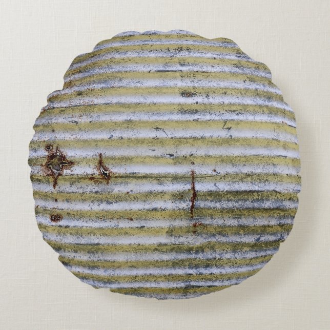Roestige zinktextuur,  grunge achtergrond. rond kussen (Voorkant)