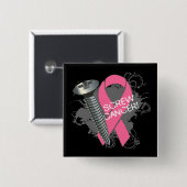 Roestkanker - Grunge Breast Cancer Vierkante Button 5,1 Cm (Voorkant /achterkant)