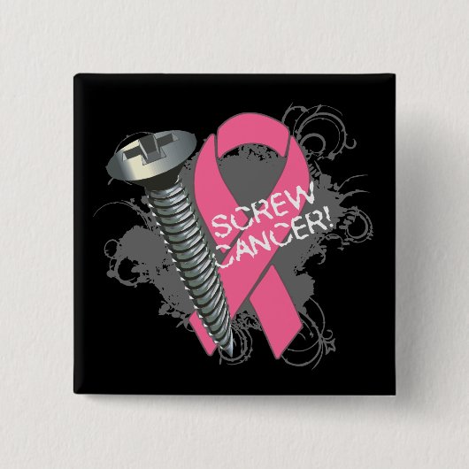 Roestkanker - Grunge Breast Cancer Vierkante Button 5,1 Cm (Voorkant)