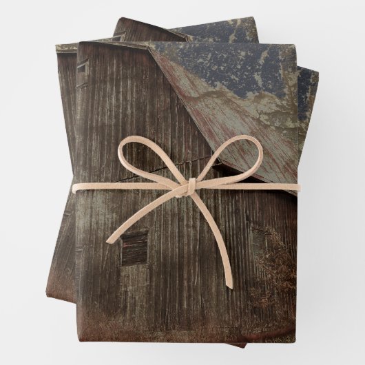  roestkleurige donkergrijze Tan Sky Barn Textuur Inpakpapier Vel (In situ)