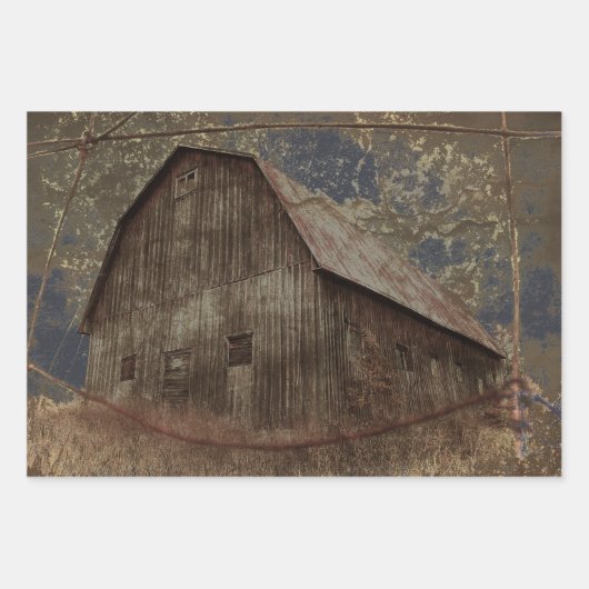  roestkleurige donkergrijze Tan Sky Barn Textuur Inpakpapier Vel (Voorkant)