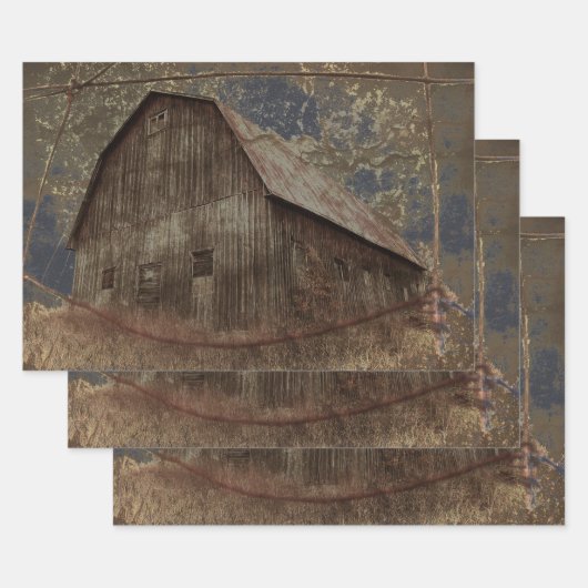  roestkleurige donkergrijze Tan Sky Barn Textuur Inpakpapier Vel (Set)