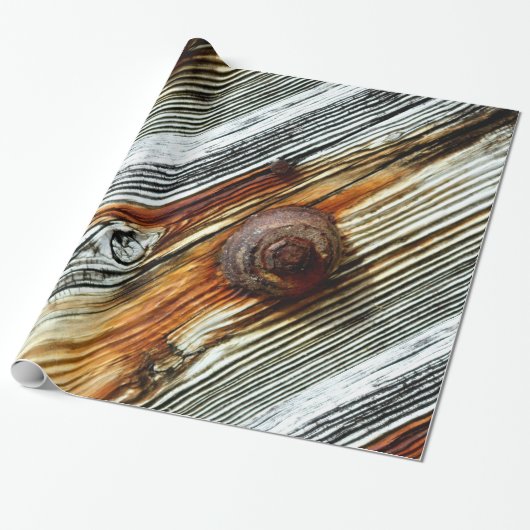 roestkleurige drijfhout cadeaupapier (Uitgerold)