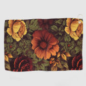 Roestkleurige vintage bloemendruk golfhanddoek (Horizontaal)