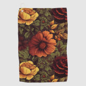 Roestkleurige vintage bloemendruk golfhanddoek (Voorkant)