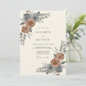 Roeststaal Loof Eucalyptus Bruiloft Kaart (Staand voorkant)